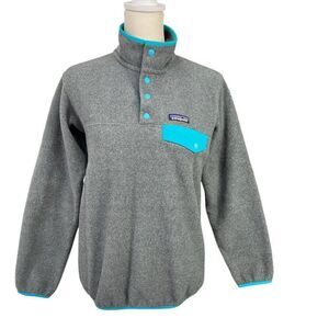 Patagonia Synchilla Women's Pullover Snap T Fleece Jacket Gray & Teal Size XS